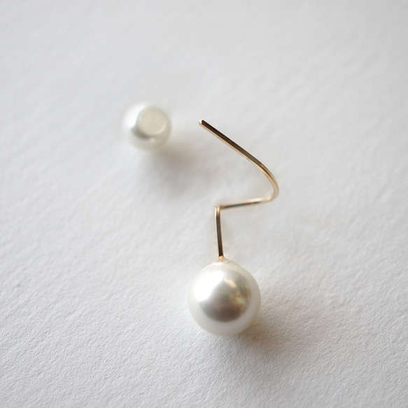 （單耳用）Flip pearl pierce S 14kgf 珍珠 耳環 第4張的照片