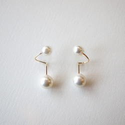 （單耳用）Flip pearl pierce S 14kgf 珍珠 耳環 第5張的照片