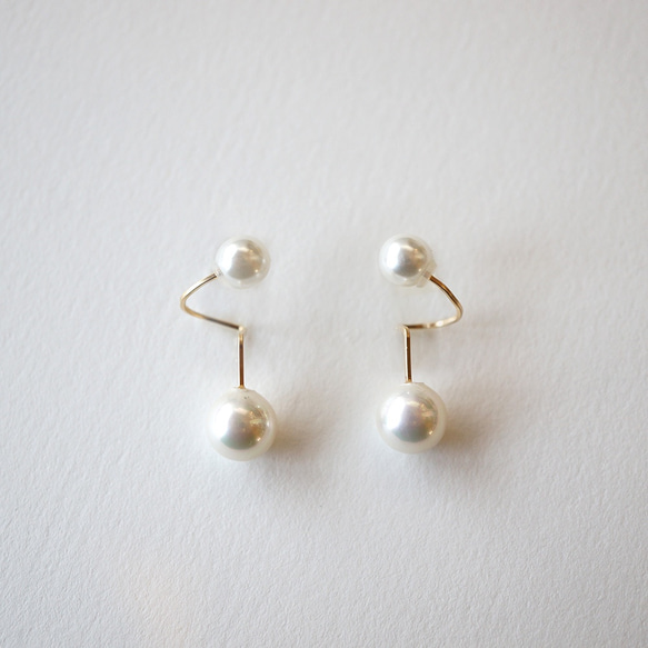 （單耳用）Flip pearl pierce S 14kgf 珍珠 耳環 第5張的照片