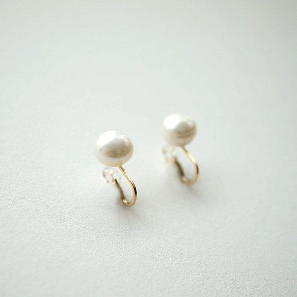 Pearl earrings/ear clips 淡水パール イヤリング/イヤークリップ 14kgf 1枚目の画像