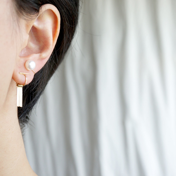 Pearl earrings/ear clips 淡水パール イヤリング/イヤークリップ 14kgf 4枚目の画像