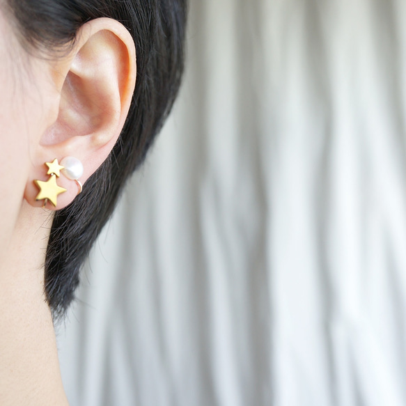 Pearl earrings/ear clips 淡水パール イヤリング/イヤークリップ 14kgf 5枚目の画像