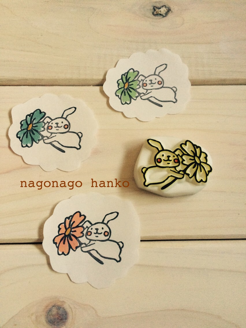 消しゴムはんこNo.210  うさぎとお花③ 消しゴムはんこNo.210 うさぎとお花③ - メルカリ sold out /うさぎ