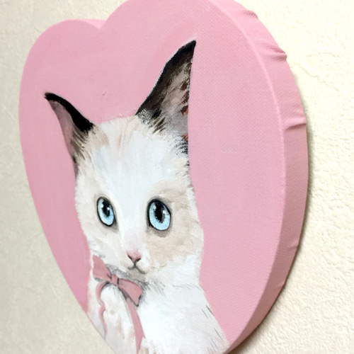 りぼんをつけた猫 絵画 きえ 通販 6136536｜Creema(クリーマ)