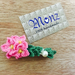 ピンク紫陽花のバレッタ 梅雨の終わりのあじさいバレッタ ピンクの紫陽花の夏カラー