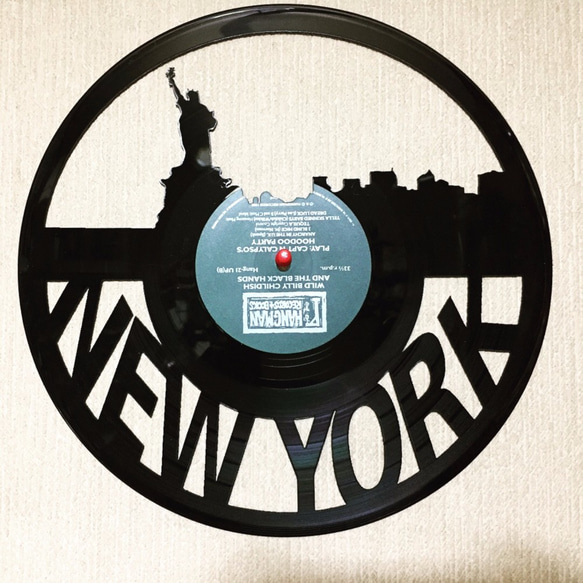 レコードで作った壁かけプレートNEW YORK ウォールステッカー