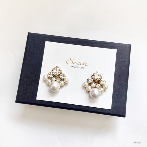 輝くビジューのワンポイントピアス・イヤリング♡ウェディング