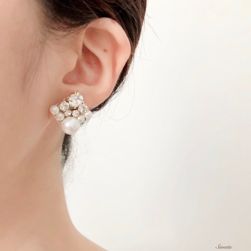 輝くビジューのワンポイントピアス・イヤリング♡ウェディング