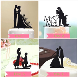 シルエット ケーキトッパー 結婚式 全4タイプ 1枚目の画像