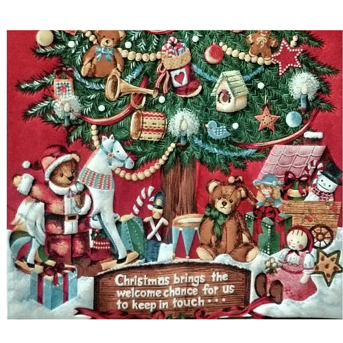 蓄光 カントリー風 クリスマスツリーの布製タペストリー 完成品 1点