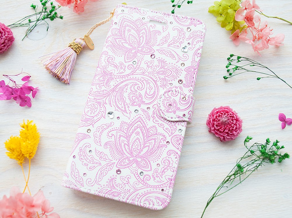 Pink Paisley / ピンクペイズリー＜iPhone 手帳型スマホケース＞ 1枚目の画像