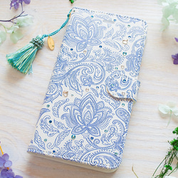 Blue Paisley / ブルーペイズリー＜iPhone 手帳型スマホケース＞ 1枚目の画像