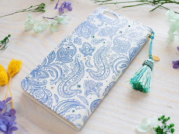 Blue Paisley / ブルーペイズリー＜iPhone 手帳型スマホケース＞ 4枚目の画像