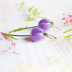 鬱金香耳環～增添溫柔～「紫羅蘭」 可改夾式耳環 第2張的照片