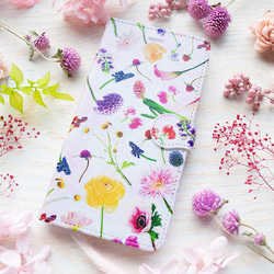 快樂植物花/背景水彩粉色&lt;iPhone筆記本型智能手機殼&gt; 第1張的照片