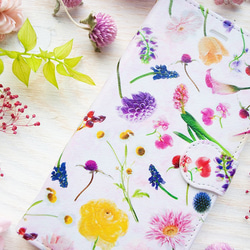 快樂植物花/背景水彩粉色&lt;iPhone筆記本型智能手機殼&gt; 第2張的照片
