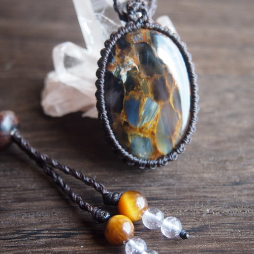 ピーターサイト マクラメ ペンダント ネックレス 天然石 ネックレス  