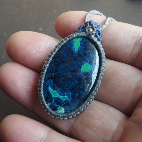 アズライトマラカイト マクラメ ペンダント ネックレス 天然石