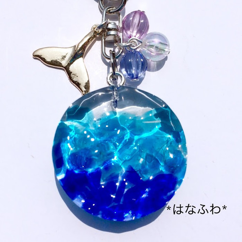 2705】まるころうさウサギ 琉球ガラス チャーム オルゴナイト キーホルダー