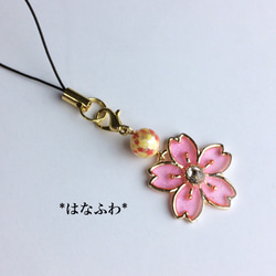 【SALE】*桜ストラップ(クリアピンク） 1枚目の画像