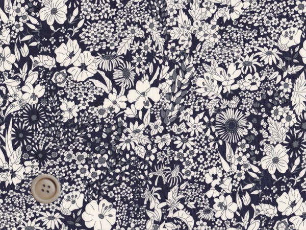 リバティ♪パトリックゴートン　紺系　羽ブラウス　ドロップショルダー