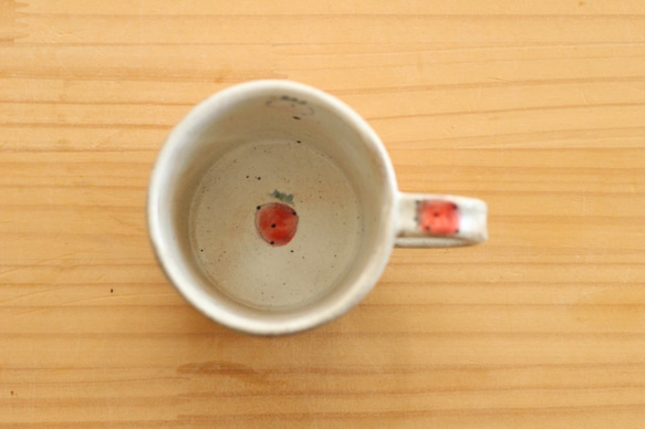 ※受注制作　粉引き赤とピンクのイチゴのカップ。 2枚目の画像