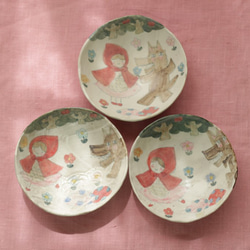 ※M様専用画面　粉引き赤ずきんちゃんのミニボウル2個とカラフルお花のお茶碗2個 2枚目の画像