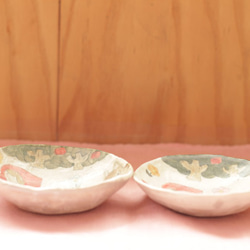 ※M様専用画面　粉引き赤ずきんちゃんのミニボウル2個とカラフルお花のお茶碗2個 4枚目の画像