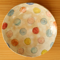 粉引きカラフルドットパスタ皿。 1枚目の画像