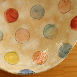 粉引きカラフルドットパスタ皿。 3枚目の画像