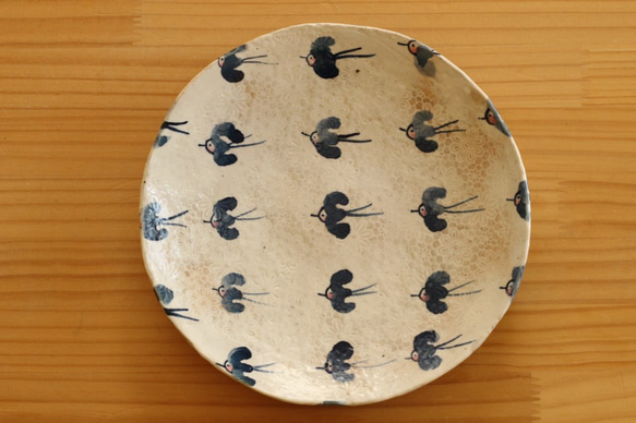 ※受注制作　粉引き幸せの青い鳥のパスタ皿。 2枚目の画像