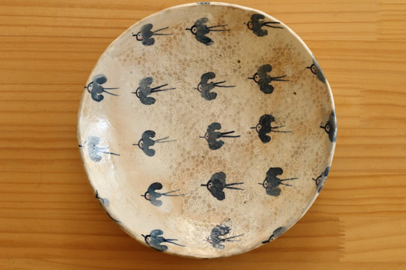 ※受注制作　粉引き幸せの青い鳥のパスタ皿。 4枚目の画像