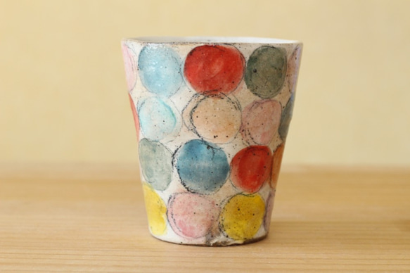粉引きカラフルドロップのフリーカップ。 2枚目の画像