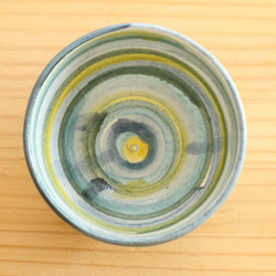 粉引きブルーのしましまのお茶碗。 2枚目の画像