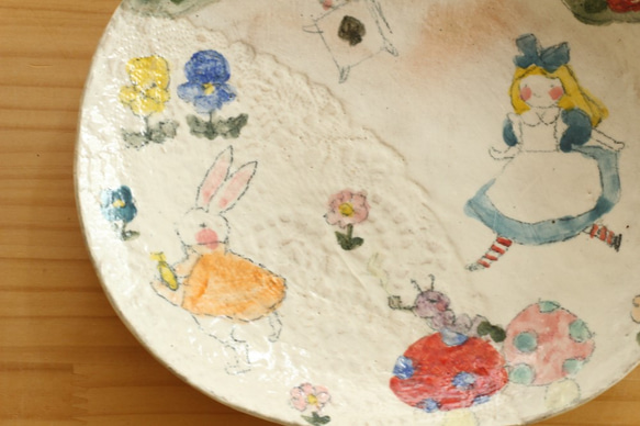 ※受注制作　粉引き不思議の国のアリスオーバル皿。 3枚目の画像