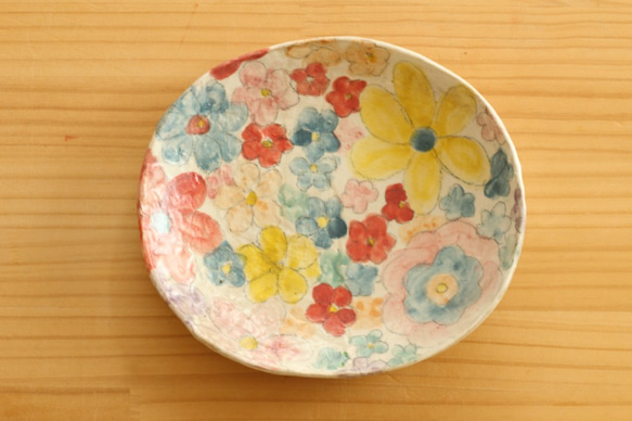 ※訂單生產Konabiki橢圓盤五顏六色的鮮花。 第1張的照片