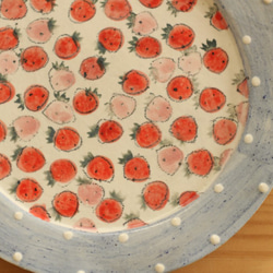 紅色和粉紅色的草莓菜25厘米直徑Konabiki藍色化妝品Dottorimu。 第2張的照片