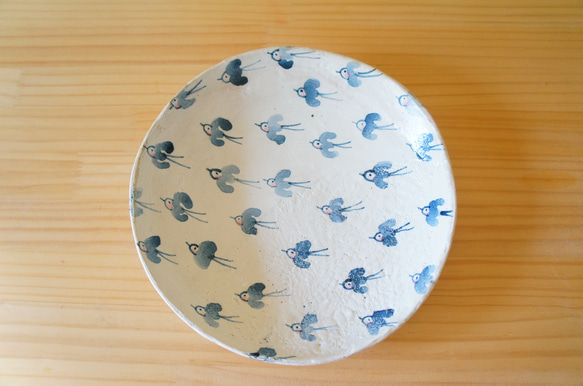 粉引青い鳥のパスタ皿。 1枚目の画像