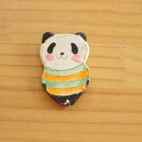 やまぐちあさこ パンダとイチゴの器 やまぐちあさこ 粉引きパン食う