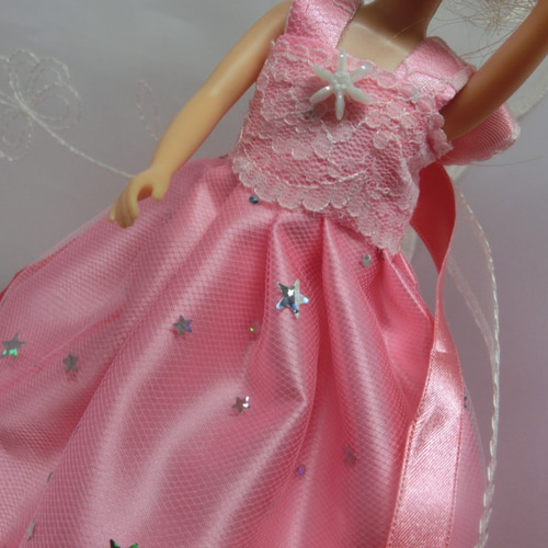 68センチアンティークドール用ドレス ピンクドレス 帽子付き ROBE de FLEURS/ローブドフルール】立体フラワー/ パール