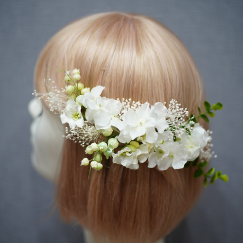 ホワイトカラーの髪飾り ヘアパーツ ウエディングドレス 色打掛 カラー  