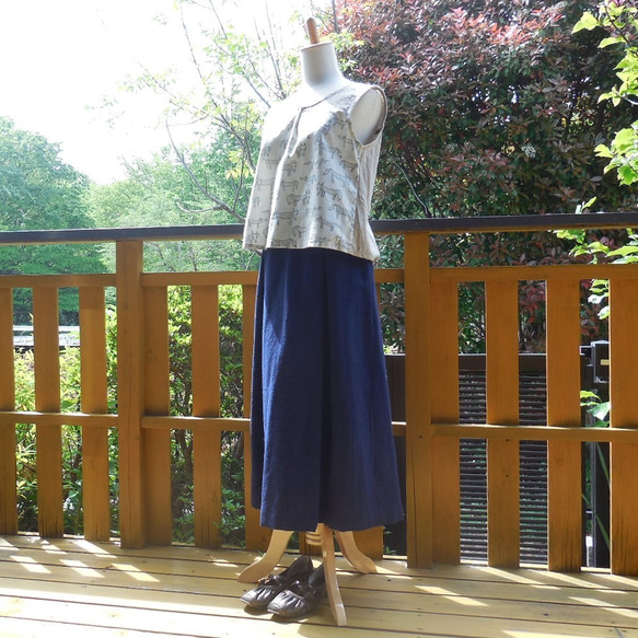 展示【綿麻】タックフレアーロングスカート（ブラウンベージュ） 10枚目の画像