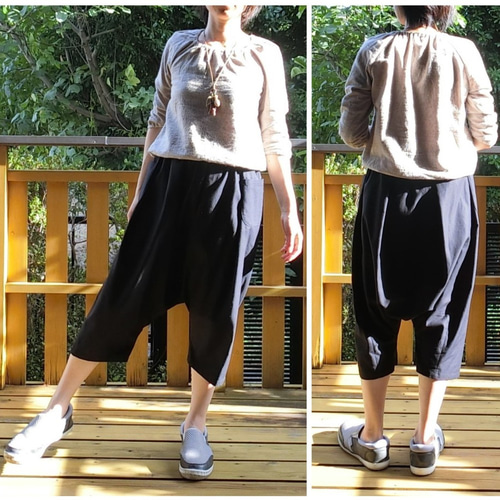 受注【綿ﾂｲﾙ】サルエルパンツ L-78 着心地ラクちんﾊﾟﾝﾂ wｺﾞﾑ