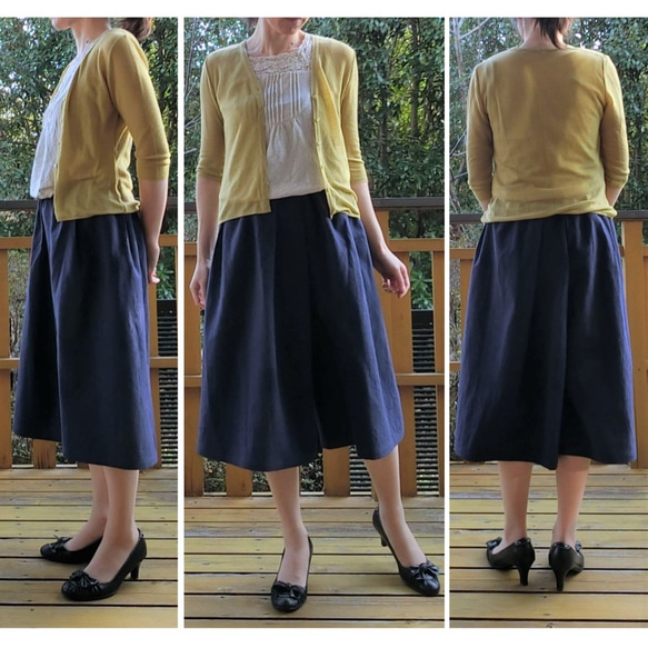 受注【綿麻】スカーチョ　見た目はスカート♪ガウチョパンツ　L-70 9枚目の画像