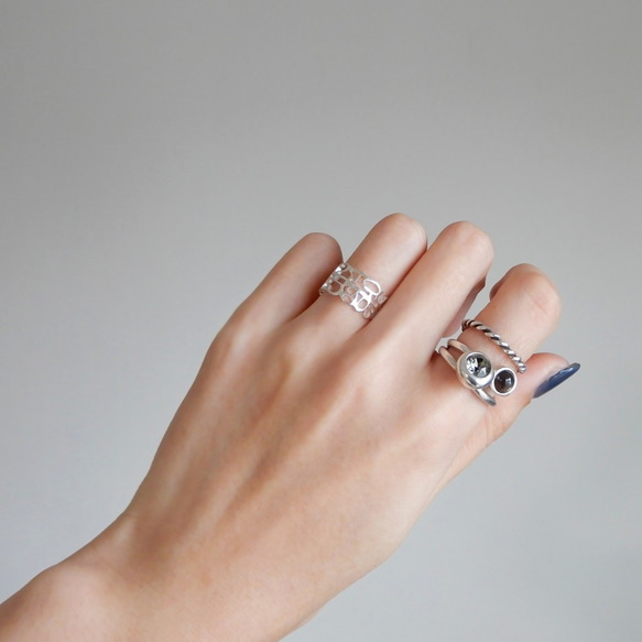 【再販・2WAY】スワッグイヤカフ 透かしナンバー / silver　C118 5枚目の画像