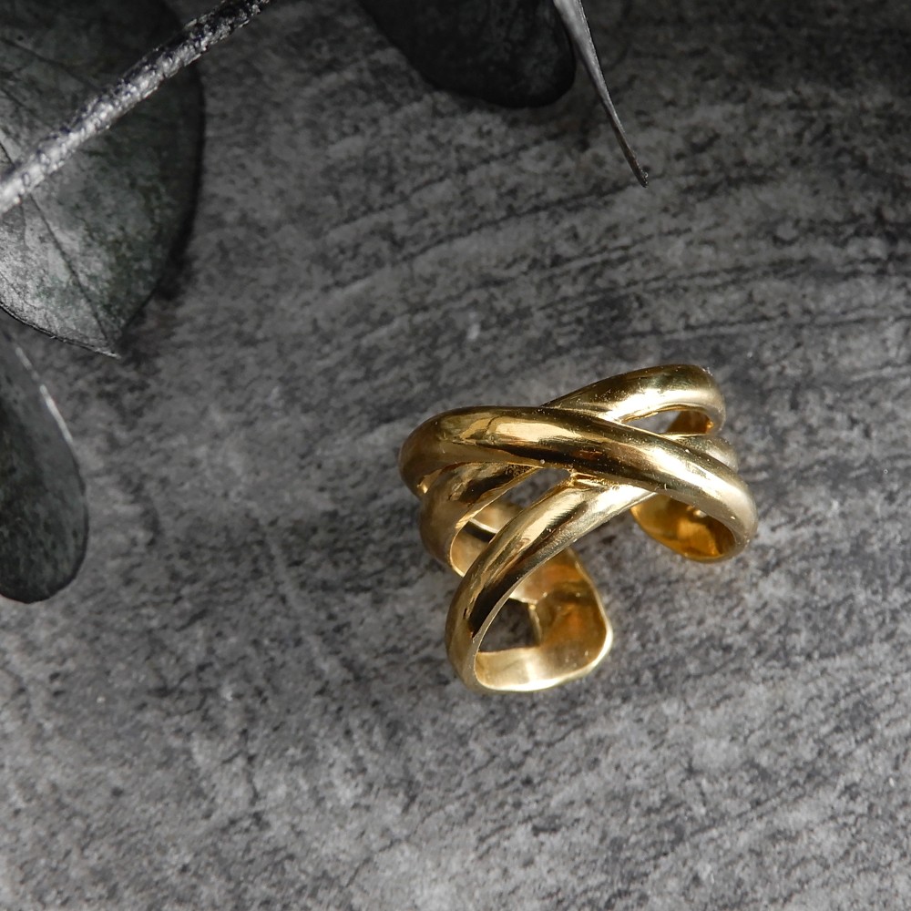 【再販・2WAY】スワッグイヤカフ 3連アーチ / brass　C121