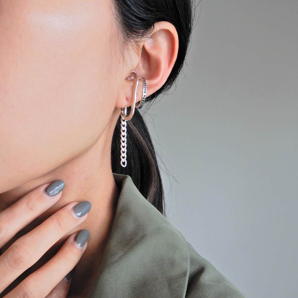 【再販】スワッグイヤカフオーバル チェーン / silver　C117