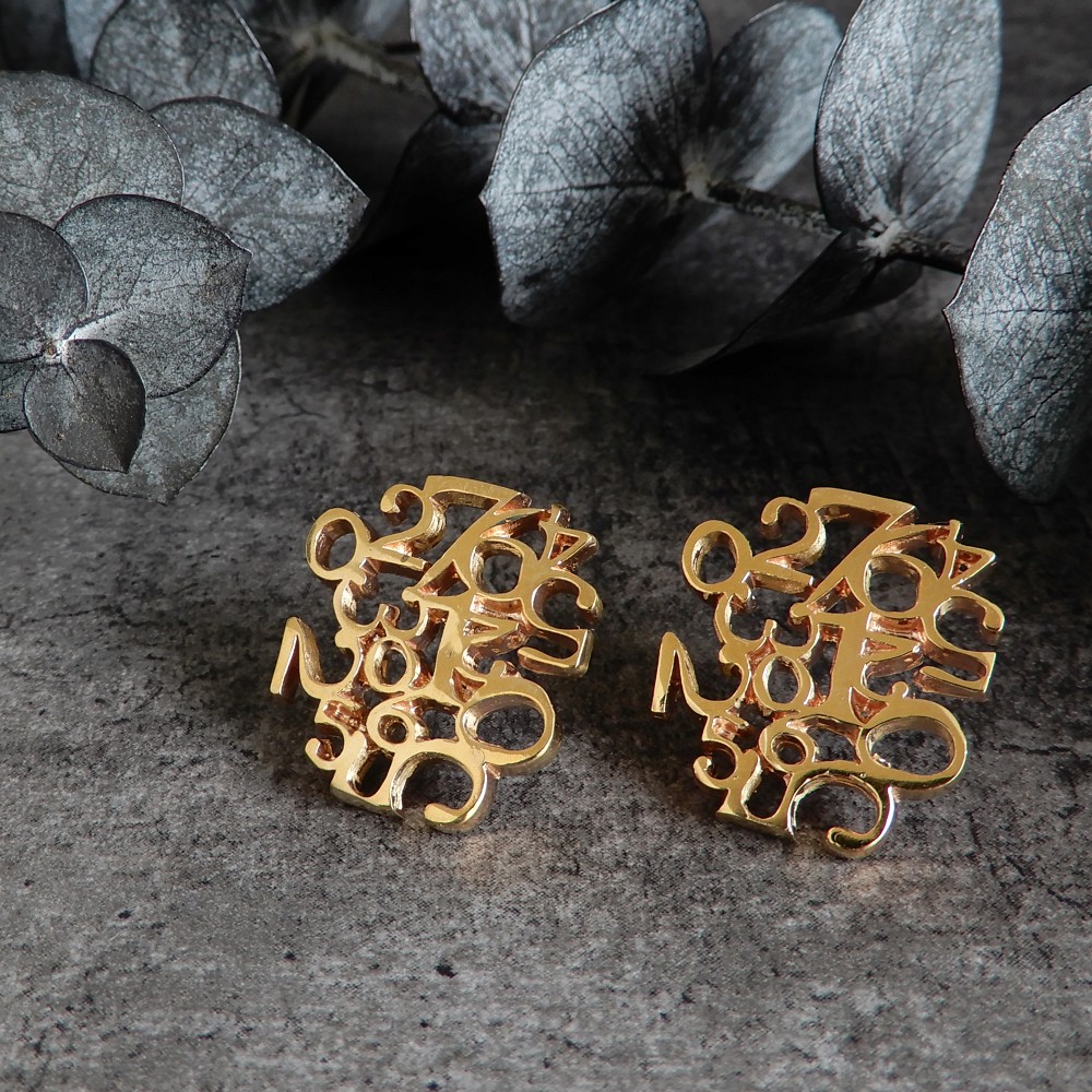 【再販】ナンバースタッドピアス / brass　002