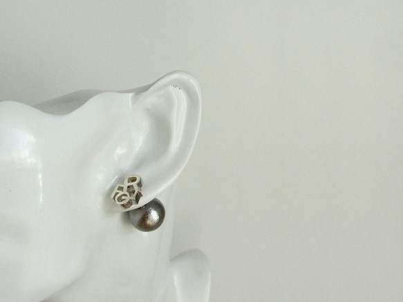[再次上架]弗洛爾棉珍珠2WAY耳環/銀 第3張的照片