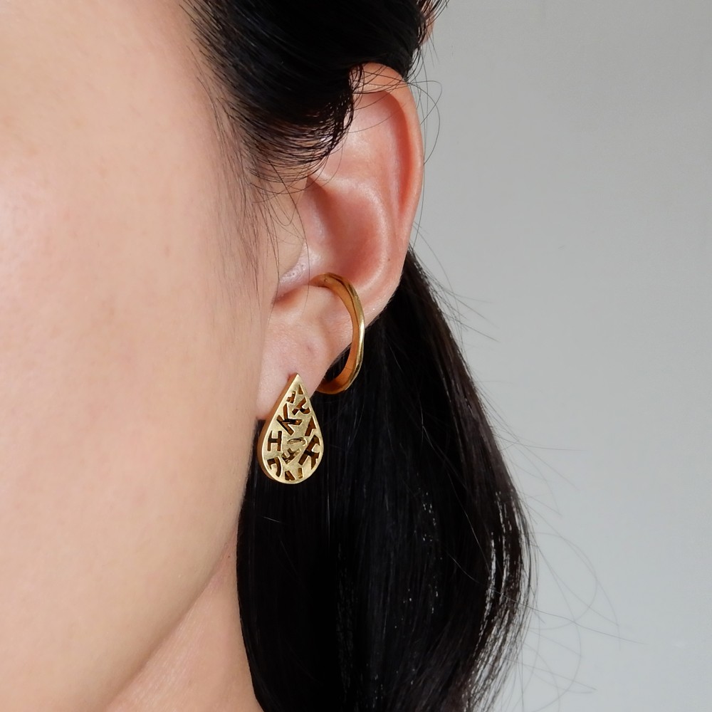 【再販】ティアドロップすかしピアス / brass　033